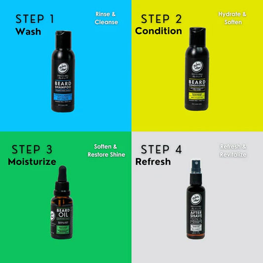 Rolda - Men's Beard Care Grooming Kit | 5-in-1 Beard Care, For Sensitive Skin, Daily Grooming Routine, Clean Beard, Restore Shine