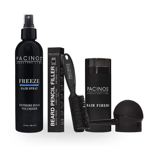 FREEZE SPRAY, BEARD PENCIL FILLER + BRUSH & FIBER KIT