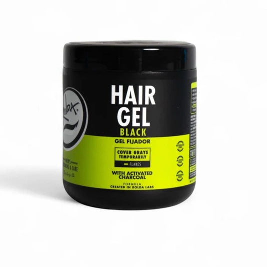 Rolda - Black Hair Styling Gel | Covers Gray Hair, Medium-Strong Hold, Medium Shine, Wet Look, Alcohol-free, Paraben-free, Flake-free