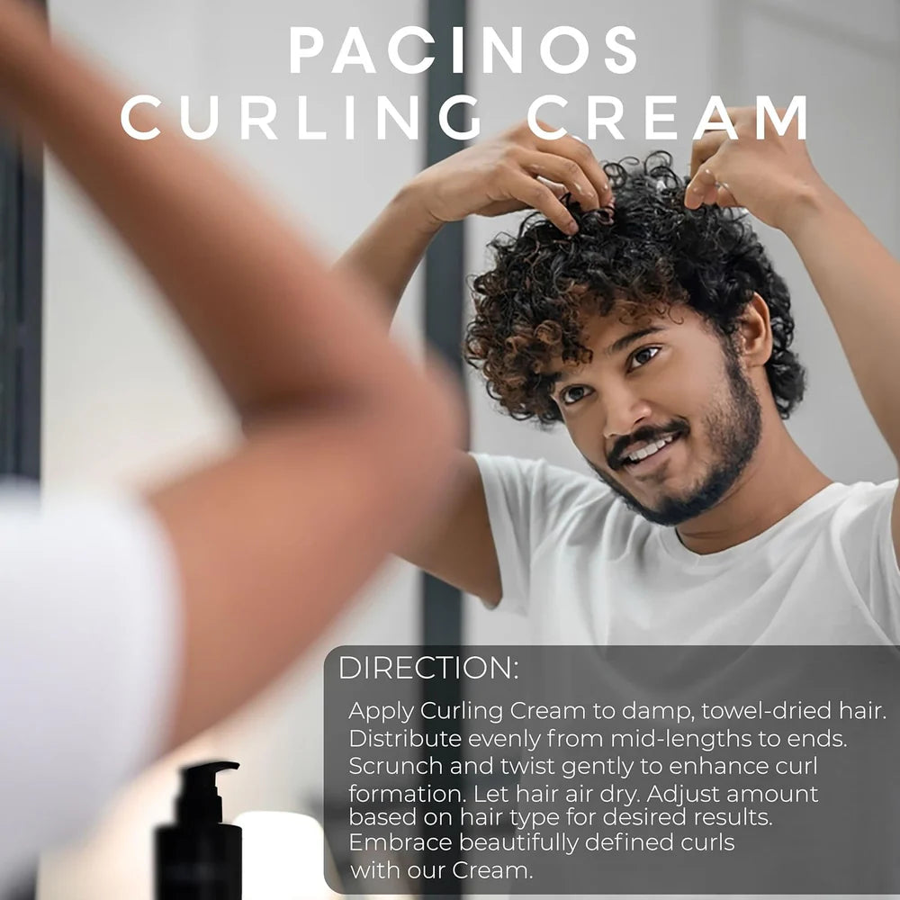 SHINY AND BOUNCY CURLS - PACINOS CURLING CREAM: LIGHTWEIGHT HOLD, FRIZZ CONTROL, AND ENHANCED DEFINITION FOR RADIANT CURLS