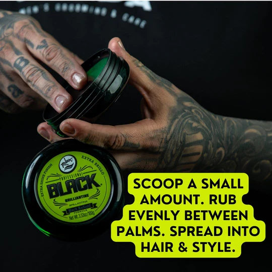 Rolda - Black Brilliantine Hair Wax | Covers Gray Hairs, Light Hold, Medium Shine, Oil-Based Formula, Flake-free, Alcohol-free