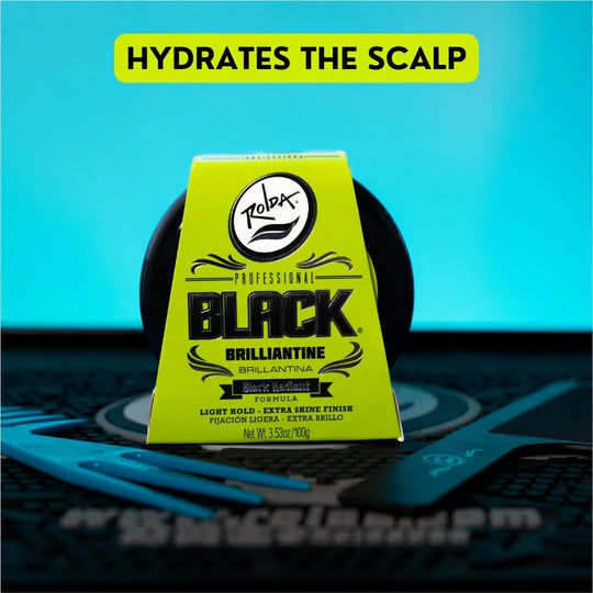 Rolda - Black Brilliantine Hair Wax | Covers Gray Hairs, Light Hold, Medium Shine, Oil-Based Formula, Flake-free, Alcohol-free