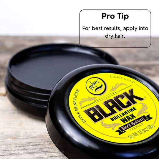 Rolda - Black Brilliantine Hair Wax | Covers Gray Hairs, Light Hold, Medium Shine, Oil-Based Formula, Flake-free, Alcohol-free