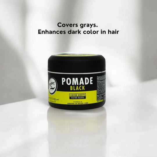 Rolda - Black Hair Pomade | Covers Grey Hairs, Medium Hold, Medium Shine, Water-based Formula, All Day Hold, Flake-free, Alcohol-free